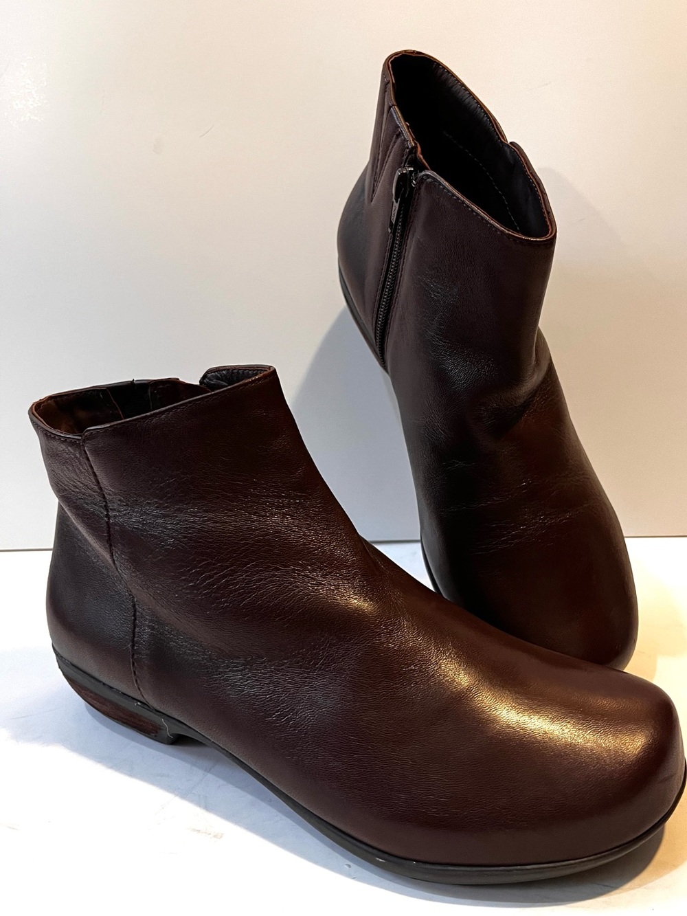 ROS HOMMERSON EZRA Brown Leather Ankle Inner Zip Booties 8W